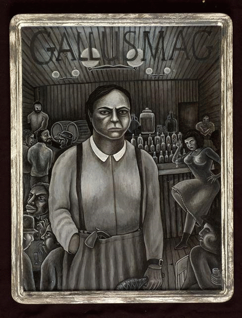 Animated image: Linda Shanko photo overlay of her illustration of Gallus Mag